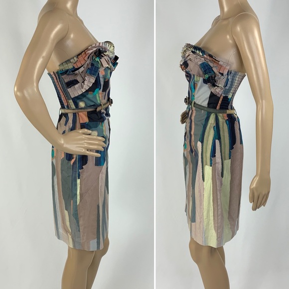 BNWOT CATHERINE MALANDRINO Watercolor strapless dress 4 - Picture 7 of 8